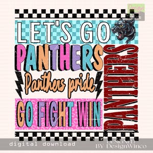 Panthers PNG, Retro Neon Panthers Mascot PNG, Edgy Panthers Pride Shirt Design, Cheer Mom PNG, Game Day Spirit Sublimation, Team Spirit Png