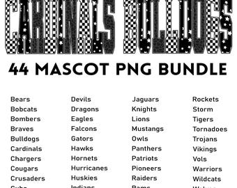 Retro Sports Team Mascot Bundle PNG, School Spirit Wear Shirt Design, Game Day Mascot Sublimation, Printable Clipart, Digital Download