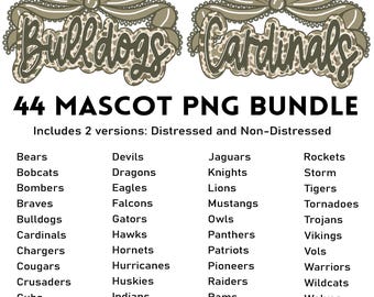 Mascot Bundle PNG, School Spirit Sublimation Designs, Sports Team Pride PNG, Game Day Mascot Shirt Design, Retro School Mascot Clipart