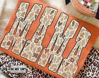 Mama Camo PNG, Bold Camouflage Letters PNG, Trendy Mama Shirt Design, Distressed Camo Sublimation PNG for Cool Mom Gift or Everyday Wear