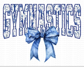 Gymnastik PNG, Floral Toile Bow PNG, Adrette Turnerin Shirt Design, niedliche Jubel Sublimation für Mädchen, digitaler Download für Gymnastik Mütter