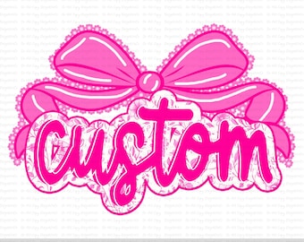 Preppy Custom Mascot Name PNG, Floral Toile Coquette Bow Design, Lace Bow Shirt PNG, Girly Y2K Personalized Sublimation, Script Font Digital