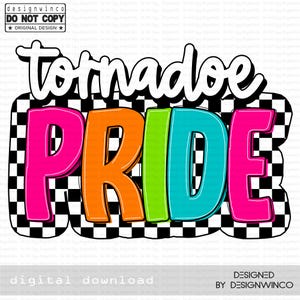 Tornado Pride PNG Digital Download, Retro Checkerboard Mascot Design, School Spirit Shirt, Game Day Sublimation File, Team Pride Printable
