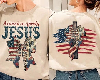 Amerika braucht Jesus PNG, Christian USA Sublimation, 4. Juli Glaube Shirt Design, Unabhängigkeitstag Digital Download