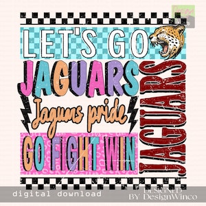 Jaguars PNG, Retro Neon Jaguars Mascot PNG, Edgy Jaguars Pride Shirt Design, Cheer Mom PNG, Game Day Spirit Sublimation, Team Spirit Png