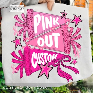 Custom Pink Out Football PNG, Pink Out Flag PNG, Custom Team Name PNG, Breast Cancer Png, Football Mom Png, Game Day Png, Tackle Cancer Png