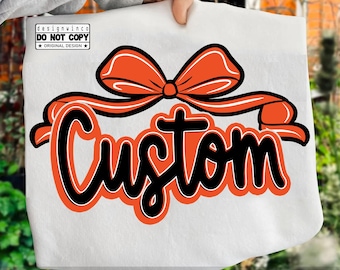 Preppy Custom Name Bow PNG, Coquette Aesthetic Bow PNG, Personalized Name Shirt Design, Cute Sublimation Digital Download for Girls Gift