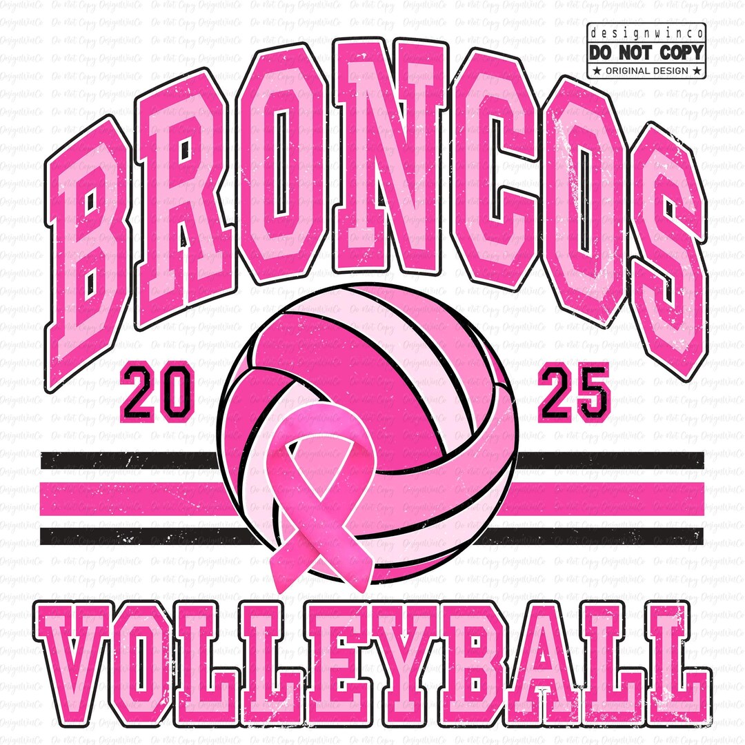 Pink Out Broncos Volleyball PNG, Breast Cancer Awareness Ribbon ...