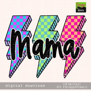 Blitz Karierte Mama Png, Neon Blitz Blitz Mama Png, Retro Mama Png, Mama Shirt Png, Neon Mama Png, Rock Mama, Grunge, Dtf, DTG