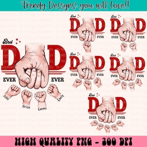 Personalized Best Dad Ever Png, Fist Bump Set Png, Dad Hand Fist Bump Png, America Flag Design, Happy Father&#39;s Day, Sublimation File