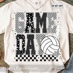 Retro Game Day Volleyball PNG, Checkerboard Volleyball Png, Volleyball Shirt Design, Sports Mom PNG, Vintage Fall Volleyball Png Team Spirit
