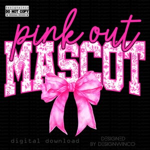 Custom Pink Out Mascot PNG, Breast Cancer Awareness Game Day PNG, Custom School Spirit Shirt Design, Cheer and Sports Mom Sublimation PNG