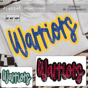 Mascota de guerreros PNG, Sublimación de ropa de equipo escolar PNG, Diseño grunge de porristas del día del juego, Diseño de camiseta de orgullo de mascota audaz, Descarga digital