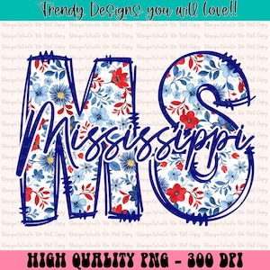 Mississippi 4th of july USA PNG, Mississippi Floral Toile Red White Blue Water Color Png, Mississippi Png, Floral Toile Mississippi