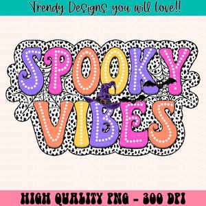 Spooky Vibes PNG, Pastel Halloween Retro PNG, Cute Fall Shirt Design for Women Teens, Fun Aesthetic Halloween Gift Idea for October Wear