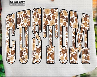 Benutzerdefiniertes Maskottchen PNG, Retro Floral Varsity Buchstaben PNG, personalisierter Schulgeist Design, Jubel-Team-Sublimation, High School Spieltag Png