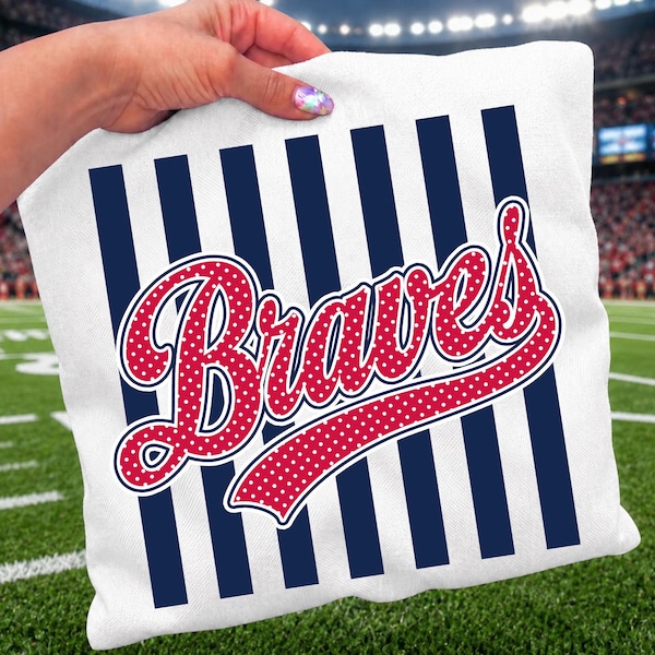 Braves PNG, Polka Dot Braves Shirt Design, Striped Preppy Mascot PNG, School Spirit Sublimation File