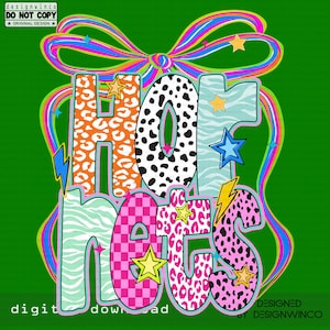 Hornets Mascot Coquette Bow PNG, Funky Checkered Floral Letters PNG, Preppy School Spirit PNG, Game Day Png, Cute Fun Trending Png