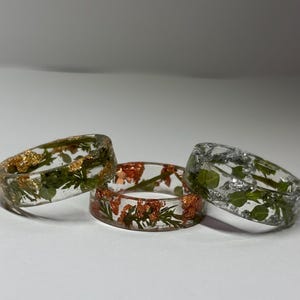 Real flower ring, Resin ring, Dried flower, Gold ring, silver ring, rose gold ring, leaf ring, nature ring, for her, promise ring, jewelry,