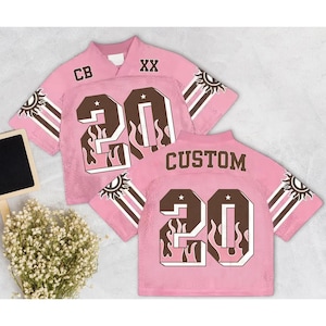 Camiseta de fútbol de malla rosa personalizada con nombre y número, atuendo para conciertos, camiseta para el día del partido, regalo de camiseta personalizada del equipo
