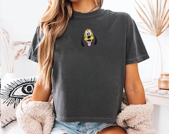 Embroidered Disney Crop Top, Custom Mickey Minnie Boxy Tee, Personalized Disney Couple Shirt, Cute Vacation & Bachelorette Gift