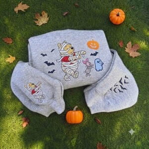 Embroidered Halloween Sweatshirt: Ghost, Pumpkin, Pooh Crewneck, Tigger Halloween Shirt, Eeyore Tee