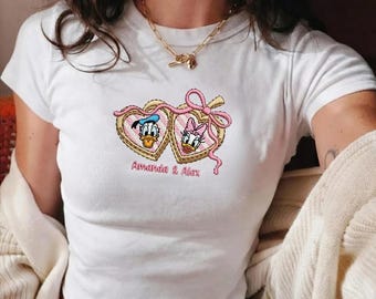 Camiseta personalizada de Disney para bebé, camiseta personalizada con personajes de Disney, camiseta con nombre bordado, camiseta a juego de Disney para bebé.