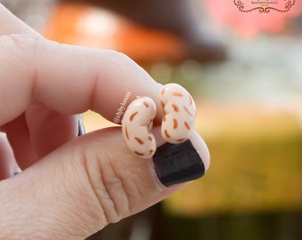 Pinto bean studs, Frijole Earrings, Bean, Bean Earrings, Handmade Polymer Clay