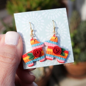 Colorful pinata earrings. Handmade polymer clay pinata dangle earings. cbjbylorena