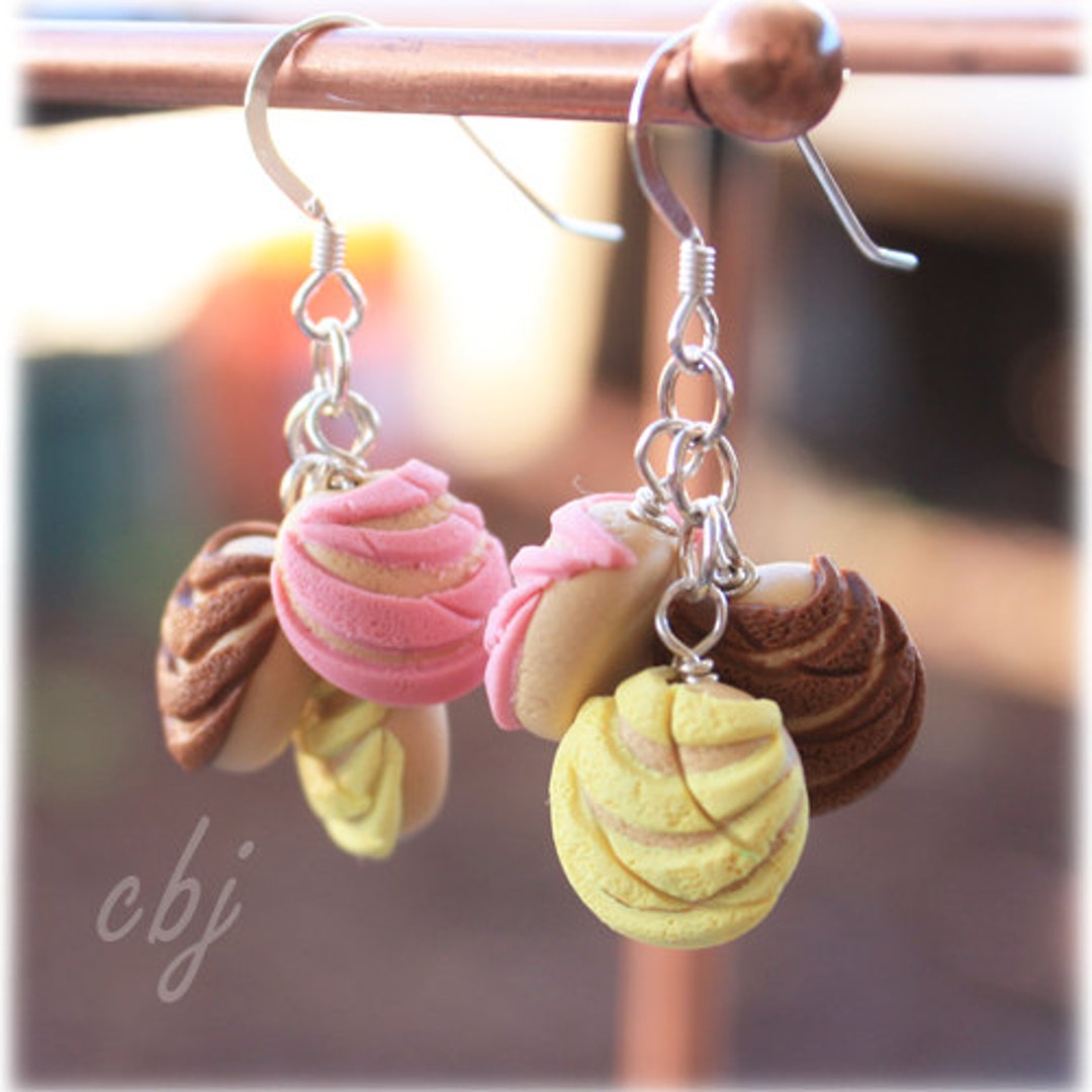 Pan Dulce Earrings, Concha Earrings, Polymer Clay Conchas, Sterling