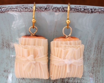 Handmade Tamal Earrings: Polymer Clay Foodie Jewelry