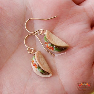 Taco Earrings, Polymer Clay Taco Earrings, Gold Filled Taco Earrings, Taco Tuesday, Taco Jewelry, Handmade Taco Jewelry, Tacos