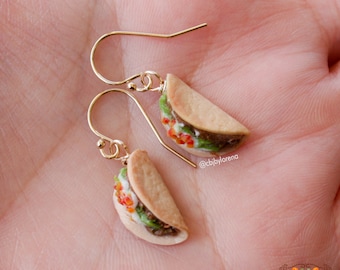 Taco Earrings, Polymer Clay Taco Earrings, Gold Filled Taco Earrings, Taco Tuesday, Taco Jewelry, Handmade Taco Jewelry, Tacos