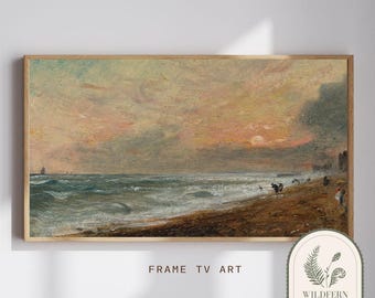 Frame TV Art | Vintage beach at sunset