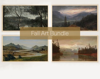 Frame TV Fall Art Bundle | Four moody autumn vintage landscape paintings (digital downloads)