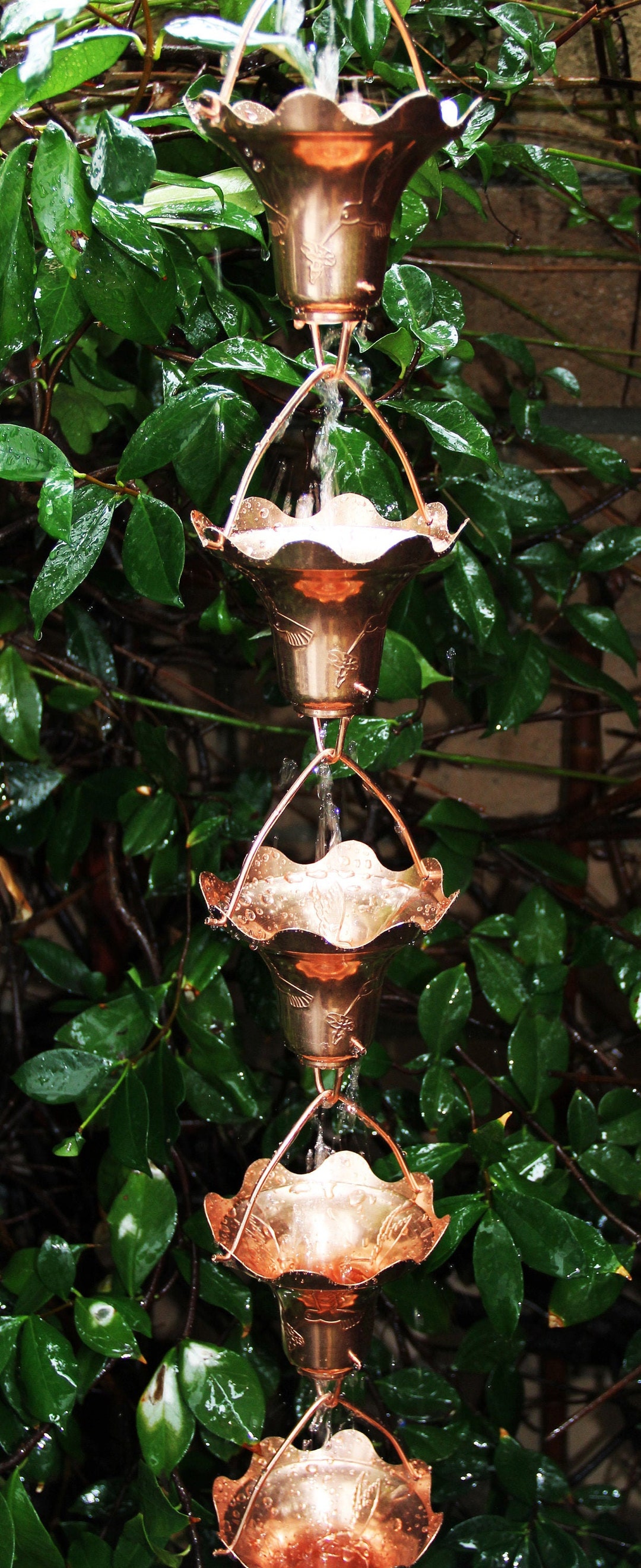 Stanwood Rain Chain Copper Rain Chain Hummingbird and Flower Etsy Finland