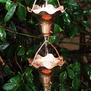 Copper Rain Chain Hummingbird and Flower - 8-ft