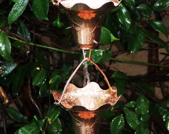 Stanwood Rain Chain - Copper Rain Chain Hummingbird and Flower - 8-ft