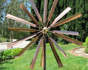 Stanwood Wind Sculpture: Kinetic Copper Dual Spinner - Double Windmill Spinner