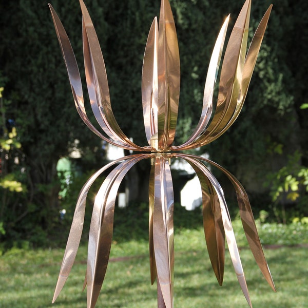 Stanwood Wind Sculpture: Kinetic Copper Dual Spinner - Dancing Octopus