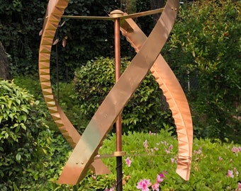Stanwood Wind Sculpture: Kinetic Copper Triple Spinner - Standing United