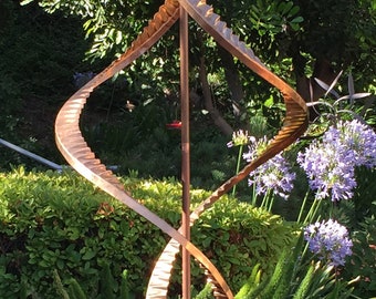 Stanwood Wind Sculpture: Kinetic Copper Dual Helix Spinner