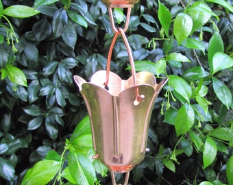 Stanwood Rain Chain - Copper Rain Chain Tulip Flower Blossom 8-ft