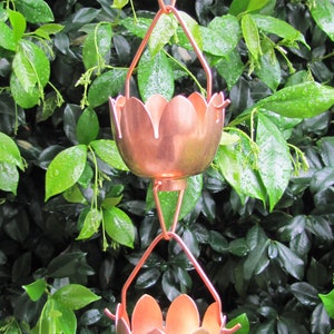 Copper Rain Chain Lotus Lily Flower 8-ft