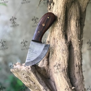 Custom HandMade Damascus Steel Hunting 6in Bowie Knife & Leather Sheath