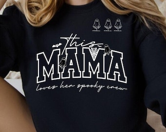 Spooky Mama Halloween SVG, This Mama Loves Her Crew PNG, gesneden bestanden (digitale download)