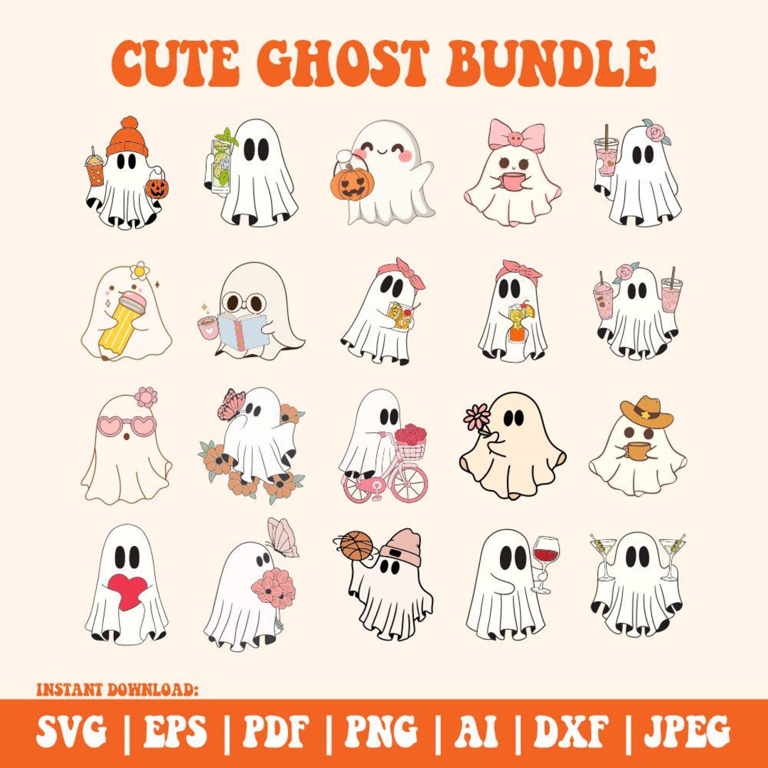 Cute Ghost SVG Bundle, Halloween Clipart (digital Download) - Etsy
