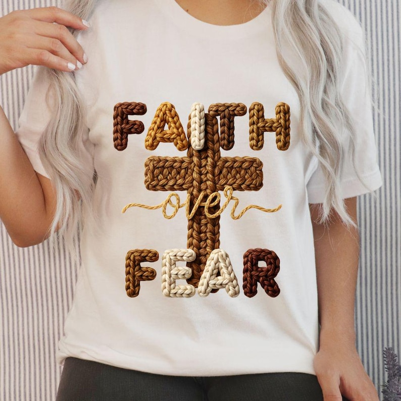 Faith Over Fear Yarn Png, Faux Christian Png, Cross Sign Crochet, Hook ...
