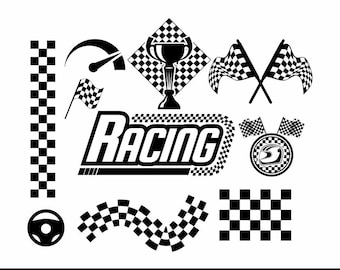 Racing SVG Bundle, Car Racing, Checkered Flag, Cut Files, Cricut, Sublimation (Digital Download)