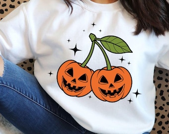 Kürbis Kirschen Halloween SVG: T-Shirt Design, Sublimation (Digitaler Download)